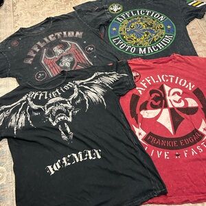 Affliction Men's Graphic Short Sleeve Tees - Black, Red, Green, Yellow